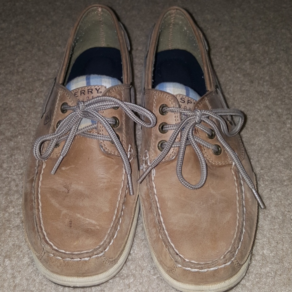 Women's Sperry's with plaid detail.